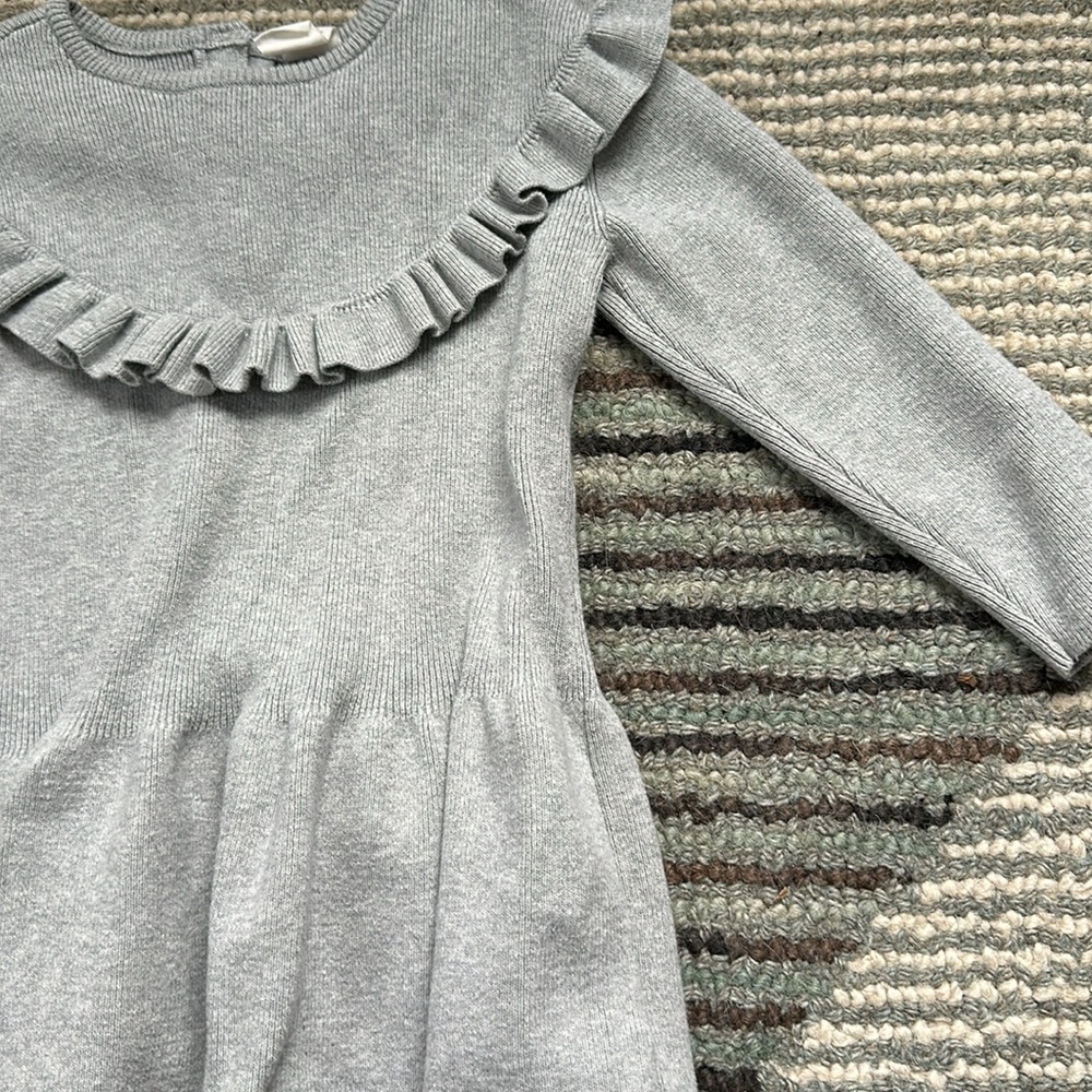 Gray Ruffled Kids Dress - Picture 2 of 2